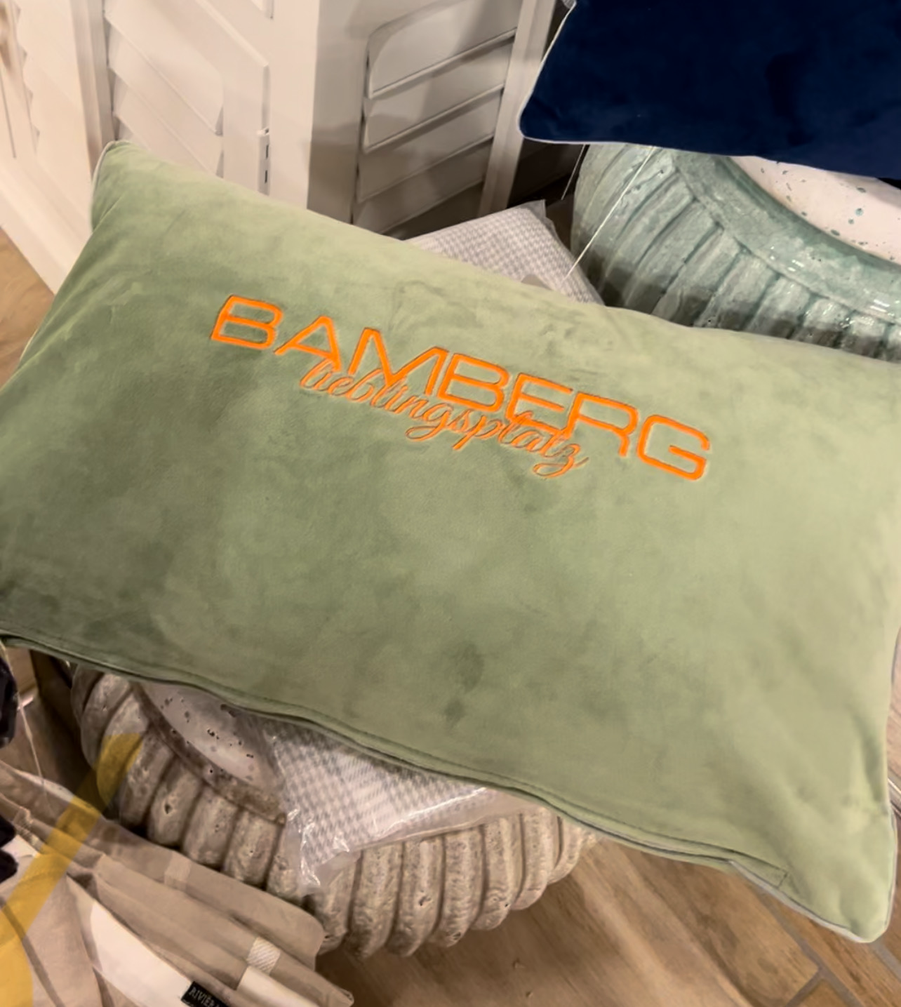 Kissen Bamberg Lieblingsplatz hellgrün 50x30cm