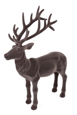 Hirsch Goliath Samt grau beflockt 60 x 20 x 76 cm
