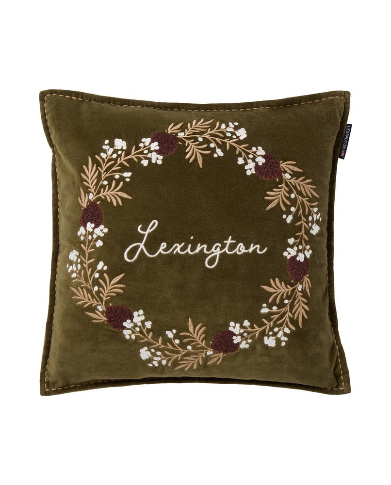 Lexington Holiday Bio Baumwollsamt Kissenbezug Kranz 50 x 50 cm