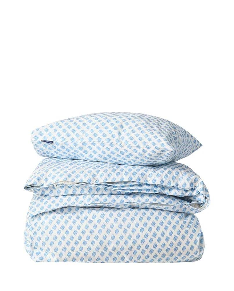Lexington Bettwäsche Set aus Baumwollpopeline mit Muschelmuster in weiß/blau 135 x 200 cm / 80 x 80 cm