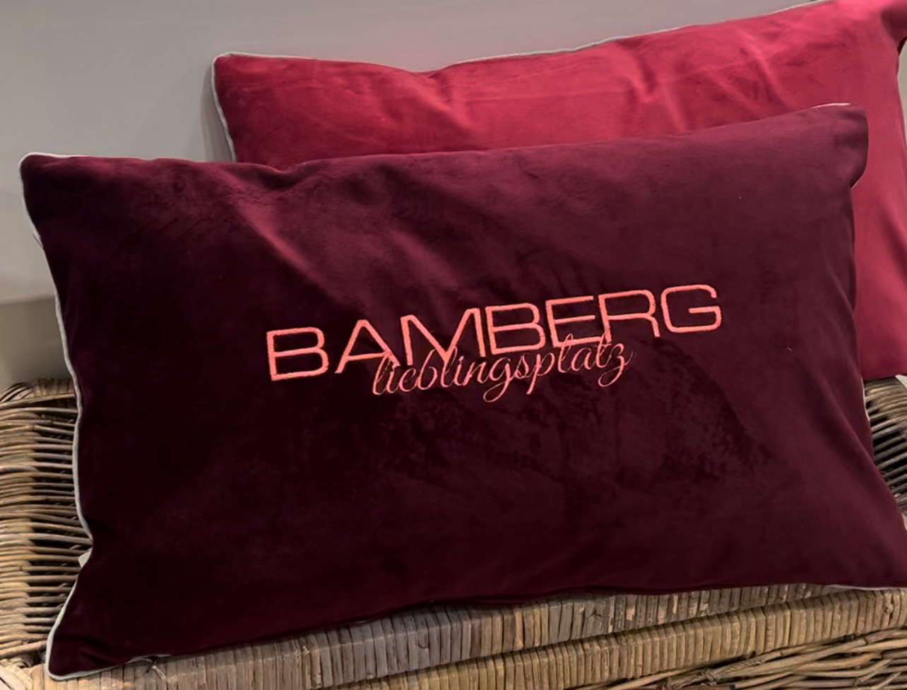 Kissen Bamberg Lieblingsplatz beere 50x30cm