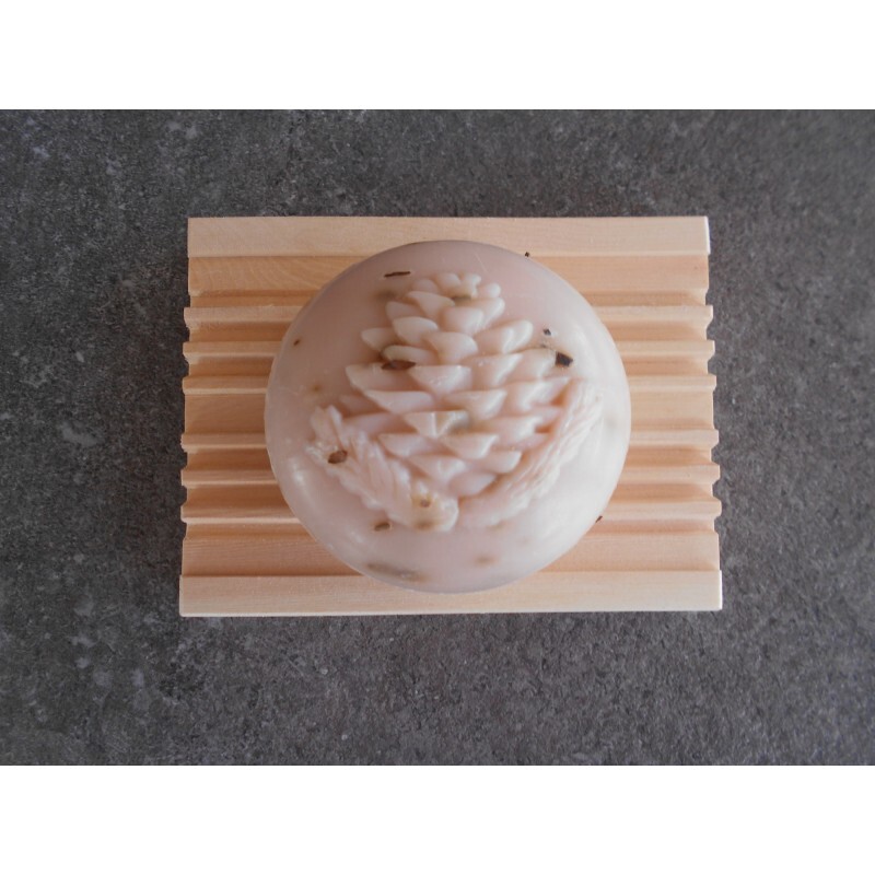 Geschenkset Zirben-Seifenablage mit Schafmilchseife (rund)