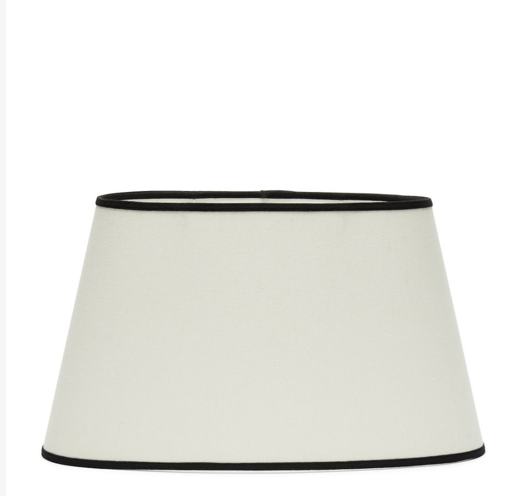 Riviera Maison Lampenschirm Leinen weiss mit schwarzem Rand oval 26x45cm