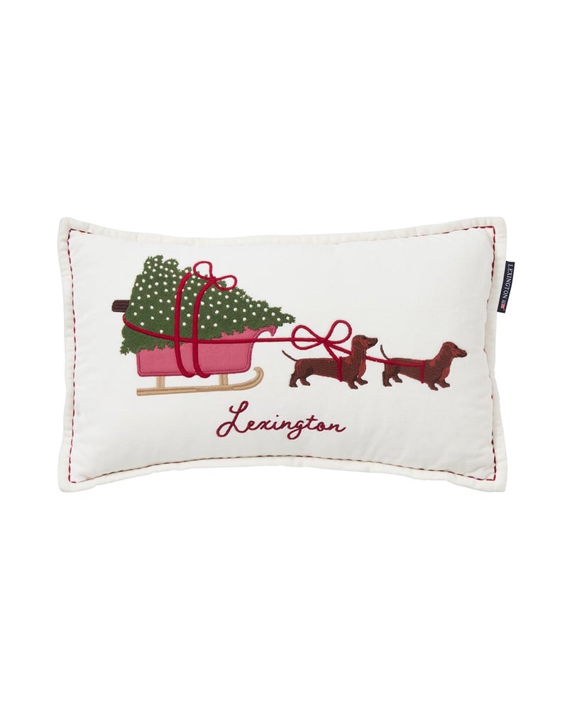 Lexington Holiday Bio Baumwollsamt Kissen Hundeschlitten 30 x 50 cm