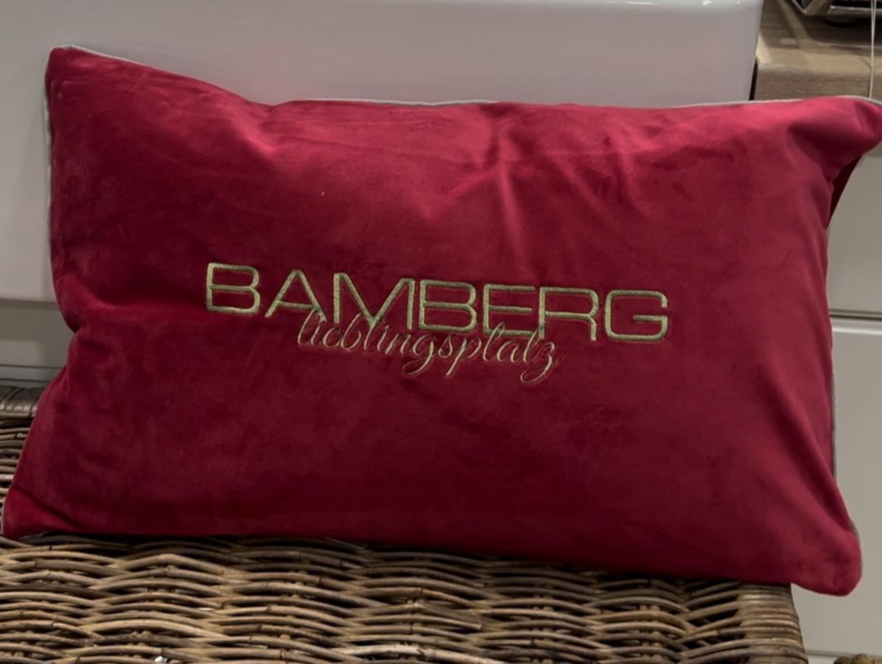 Kissen Bamberg Lieblingsplatz pink 50x30cm