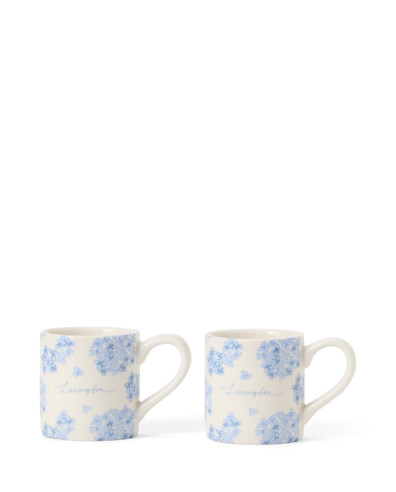 Lexington Espressotassen mit floralem Hortensien Print Set von 2