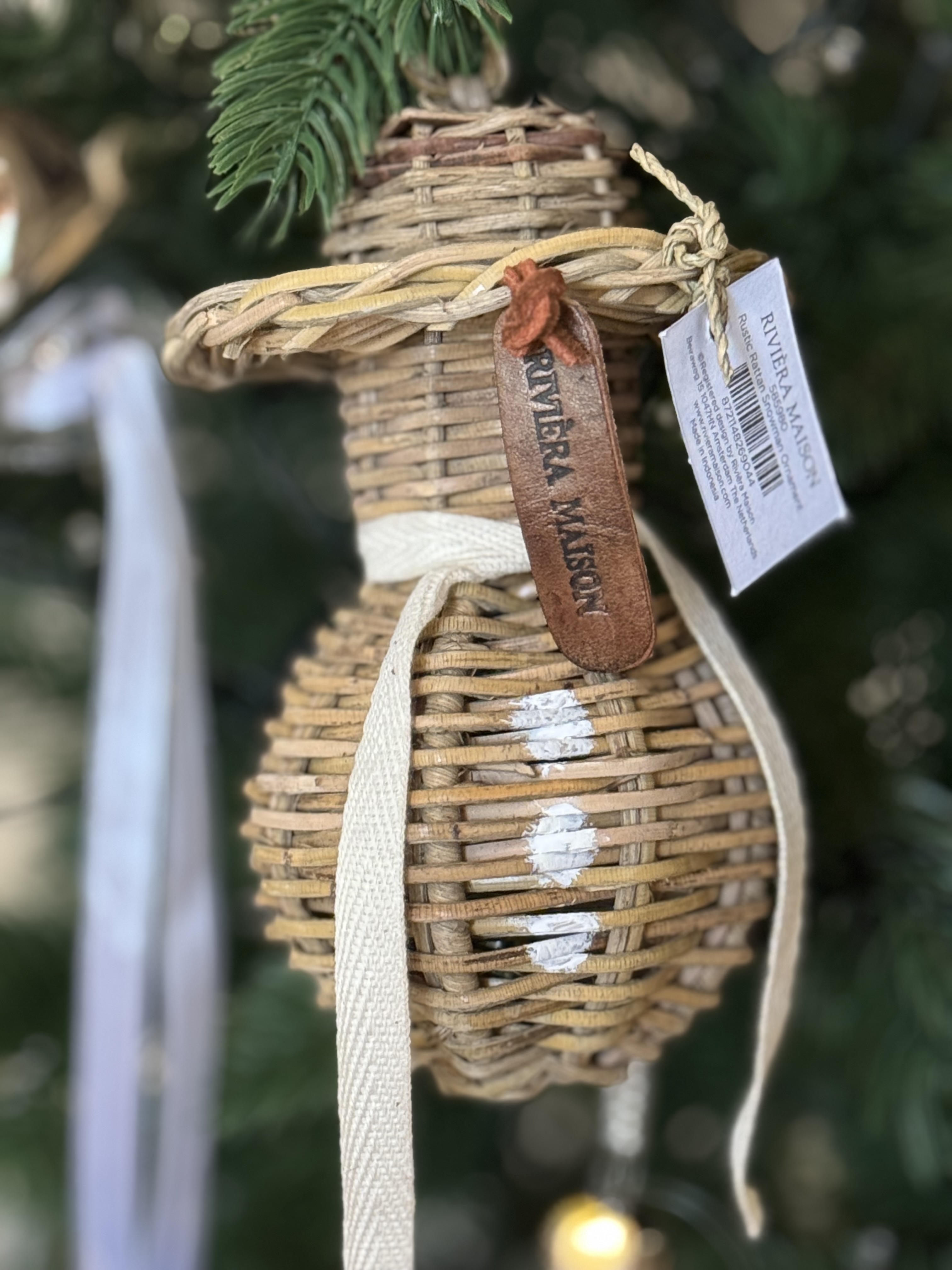 Riviera Maison Rustic Rattan Anhänger Schneemann