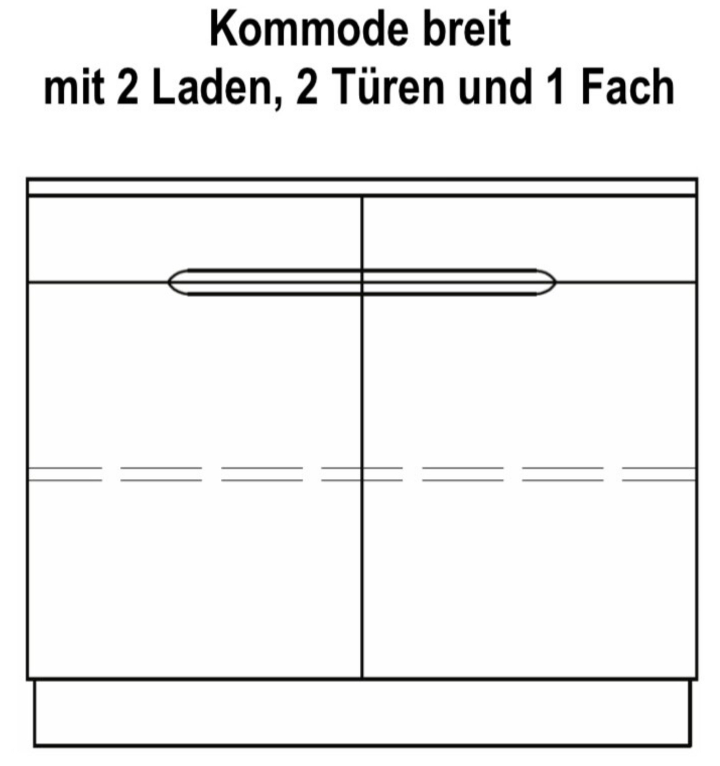 Relax Massivholz Kommode breit, mit 2x Schubladen, 2x Türen, 1x Fachboden