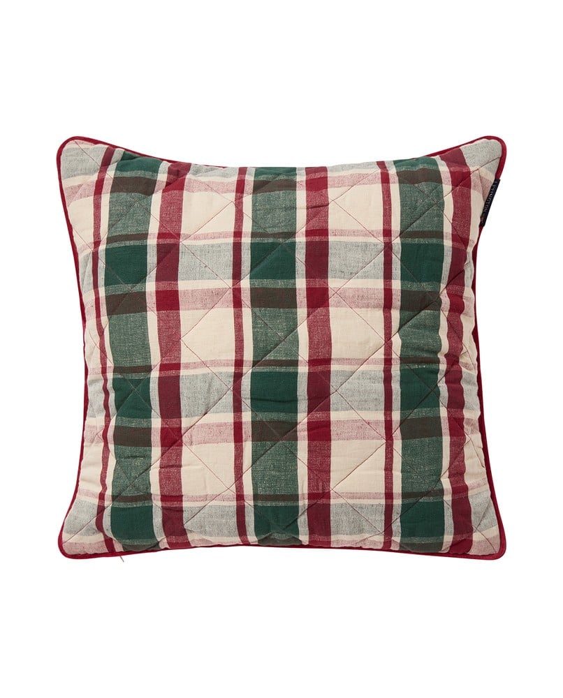 Lexington Holiday Leinen Baumwoll Kissenbezug gesteppt und kariert 50 x 50 cm