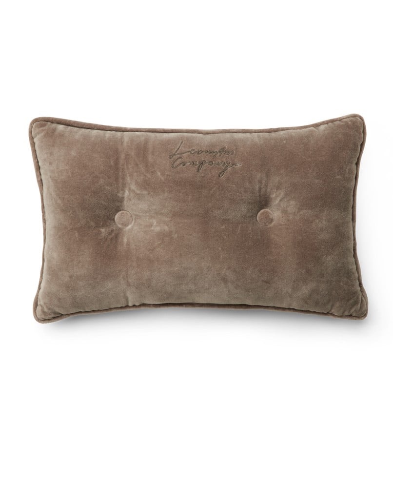 Lexington Kissen geknöpft aus Bio Baumwollsamt stein 50x30 cm