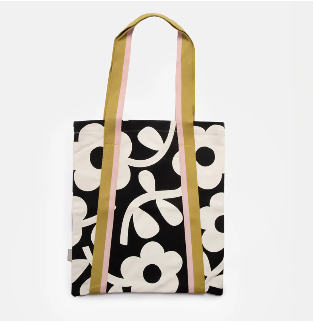 Caroline Gardner Baumwolltasche Canvas Monochromes Blumendesign