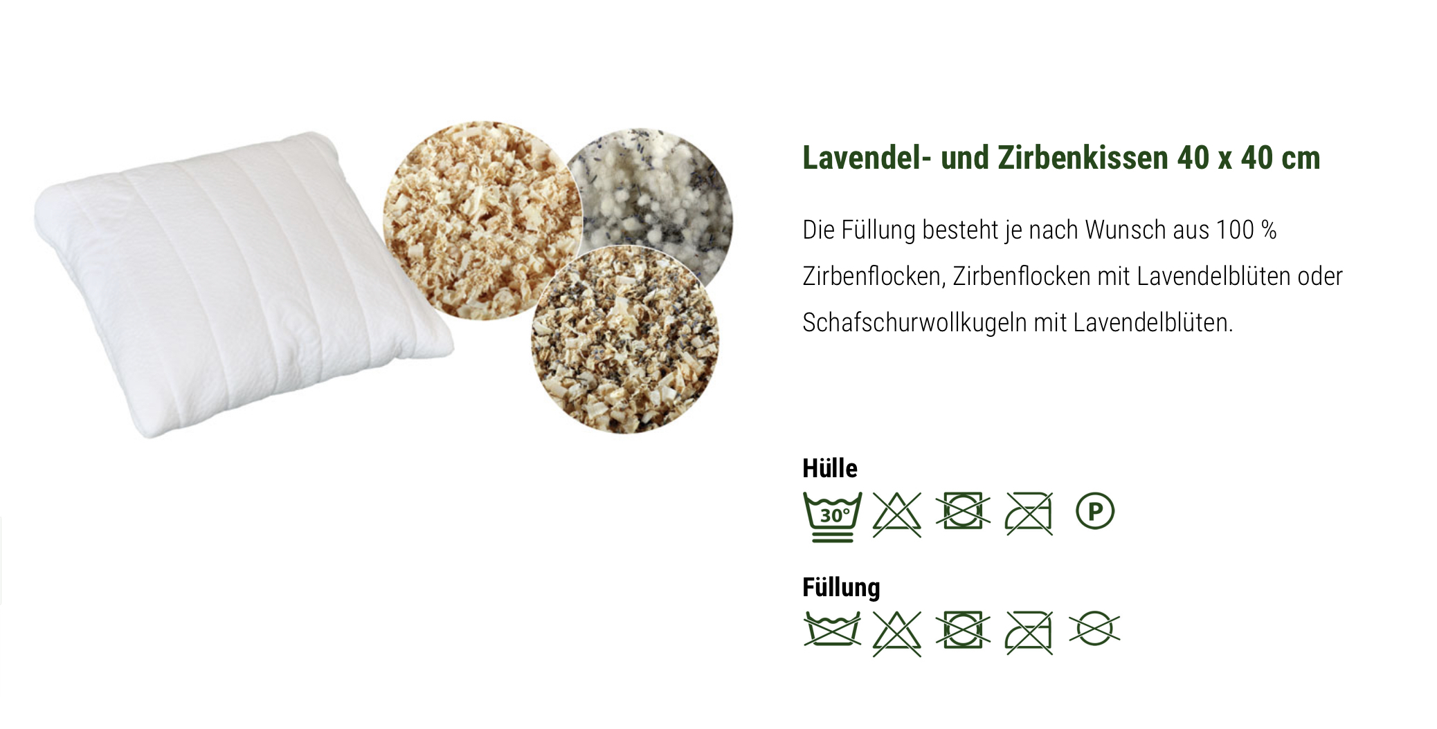Relax Lavendel Zirben Kissen 40 x 40 cm