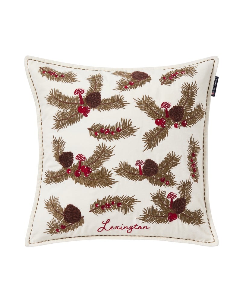 Lexington Holiday Bio Baumwollsamt Kissenbezug Tannenzweige 50 x 50 cm