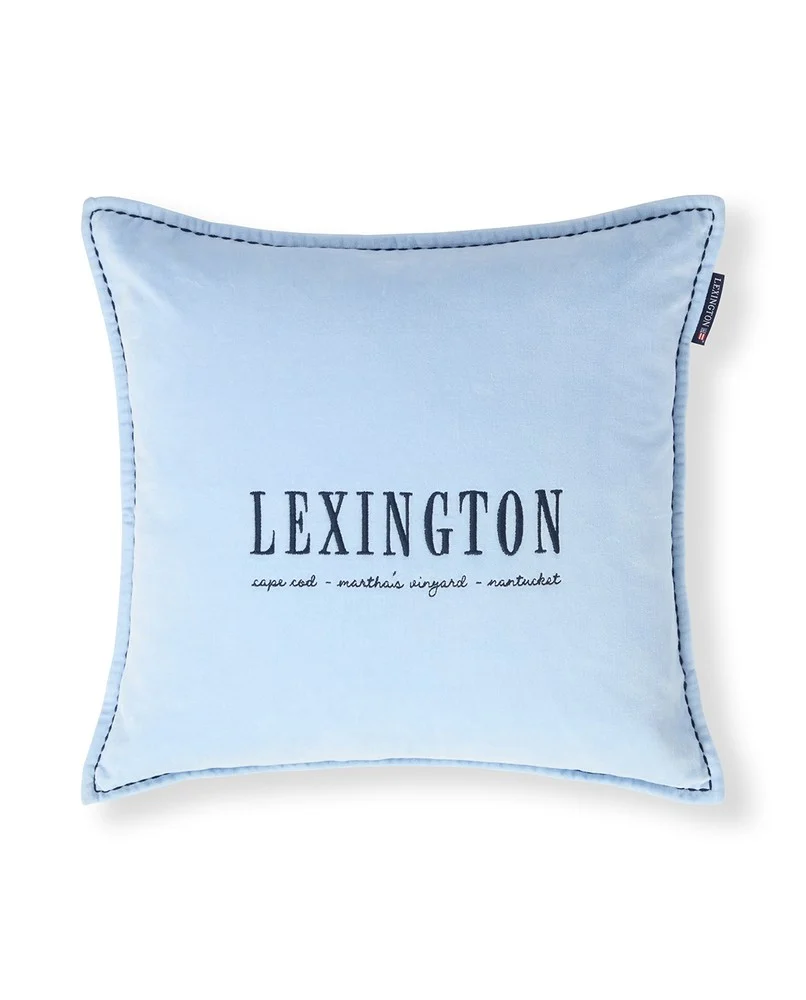 Lexington Kissenbezug Samt Logo hellblau 50 x 50 cm