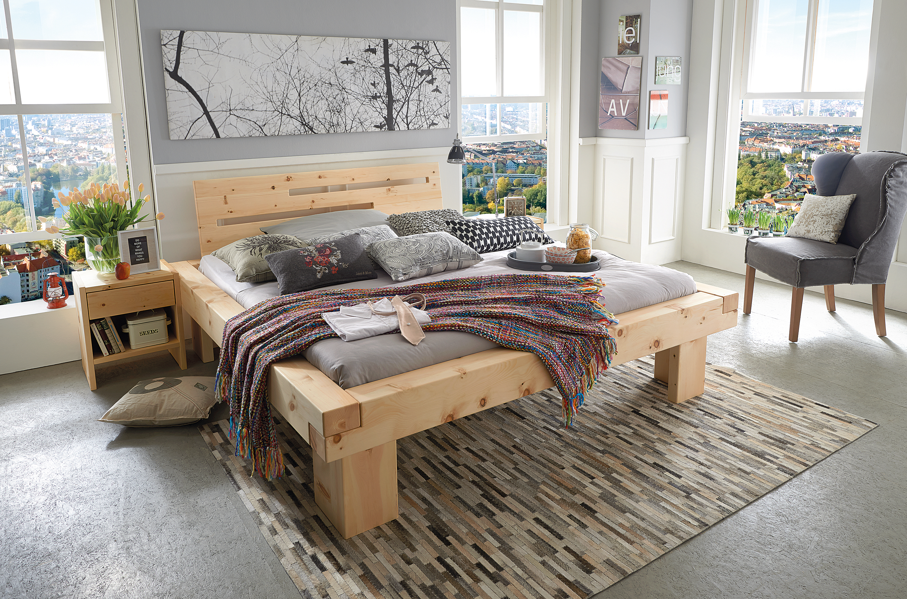 Relax Zirbenholzbett „Monte“ Balkenbett