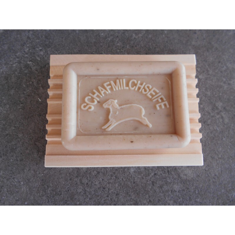 Geschenkset Zirben-Seifenablage mit Schafmilchseife (eckig)