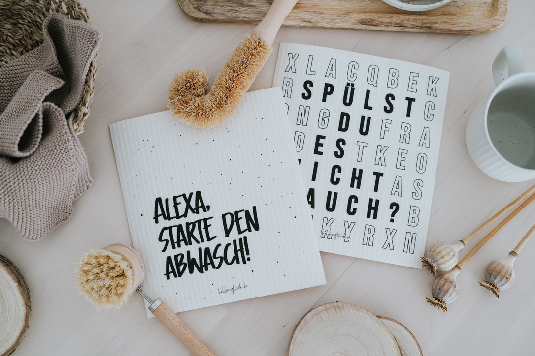 Heldenglück Schwammtuch 2er Set Alexa / Spülst Du es auch?