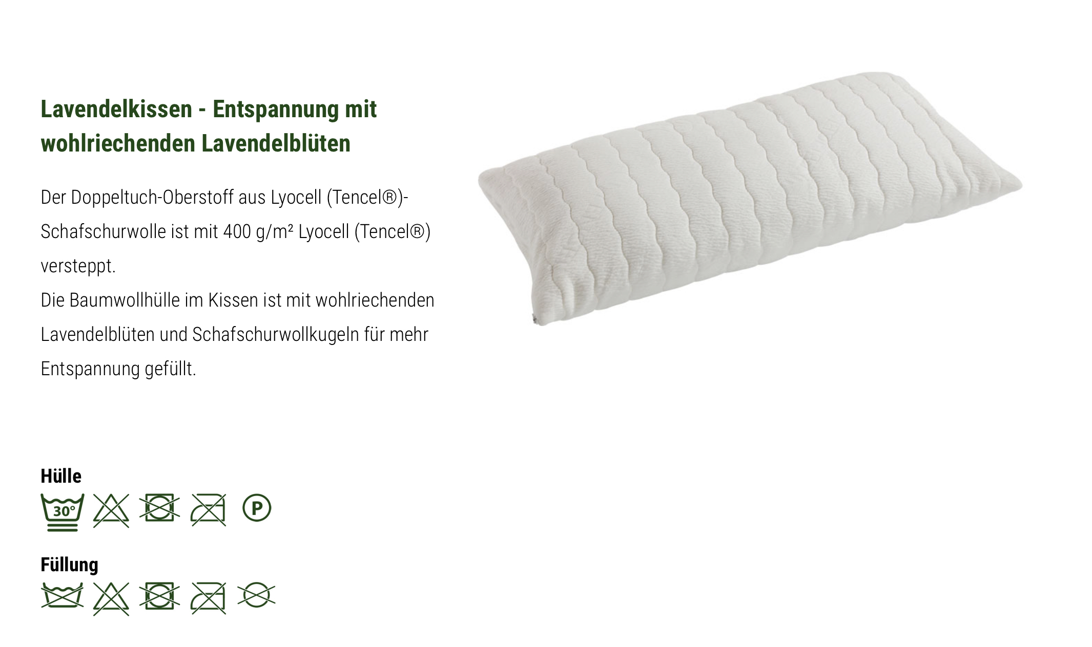 Relax Lavendel Schurwoll Kopfissen 40 x 80 cm