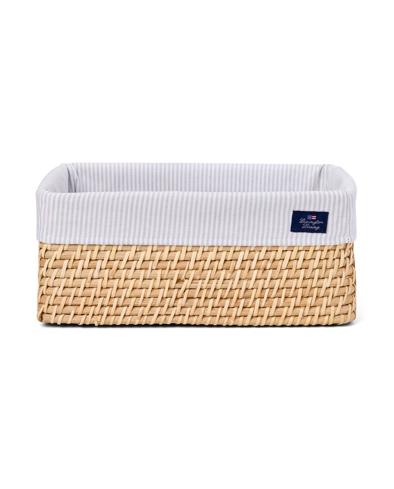 Lexington Rattan Korb mit Stoffbezug weiß/blau gestreift