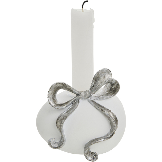 Lene Bjerre Kerzenständer Osterei Sevinne weiss mit silberfarbener Schleife