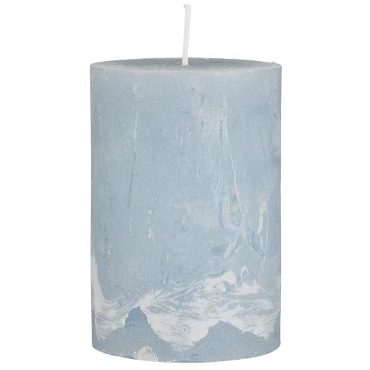 Ib Laursen Stumpenkerze rustikal staubig blau H 10 cm