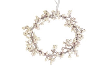 Beerenkranz künstlich Samt weiss 20 cm