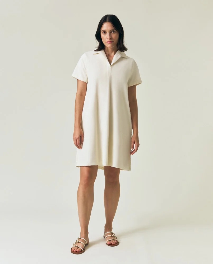 Lexington Polokleid aus Bio Baumwollfrotee offweiss