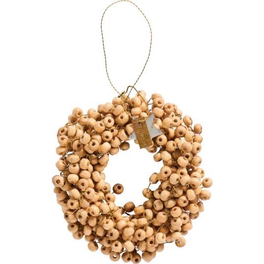 Ib Laursen Kranz mit Holzperlen Natur Durchmesser 10 cm